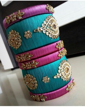 Bangle Set - Pink & Turquoise